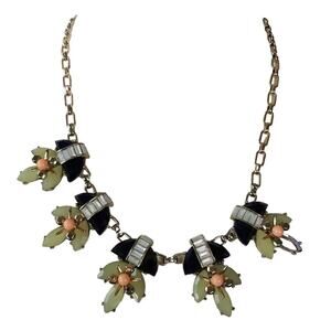 Talbots Green Pink White Gold Beads Baubles Statement Necklace Lovely